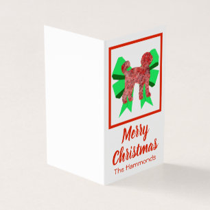 Labradoodle Weihnachtshund & Green Bow Card