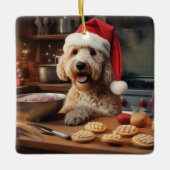 Labradoodle Weihnachtskost Feiertag Keramikornament (Vorderseite)