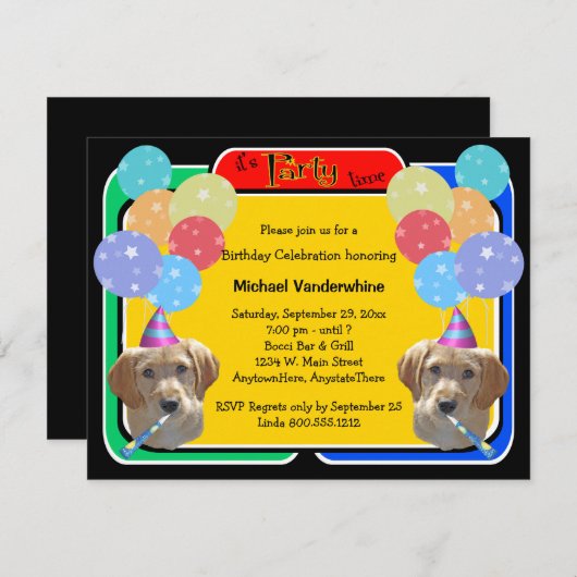 Labradoodle Welpe Birthday Barke Einladung (Vorne/Hinten)