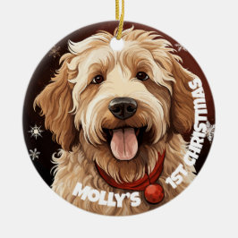 Labradoodle's First Christmas Keramik Ornament