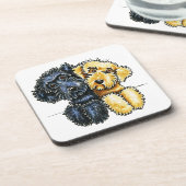 Labradoodles Schwarz Gelb verschraubt Getränkeuntersetzer (Linke Seite)