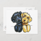 Labradoodles Schwarz Gelb verschraubt Postkarte (Vorne/Hinten)