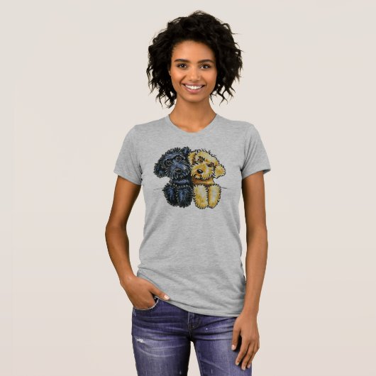 Labradoodles Schwarz Gelb verschraubt T-Shirt (Vorne ganz)