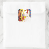 labrador3 quadratischer aufkleber (Tasche)