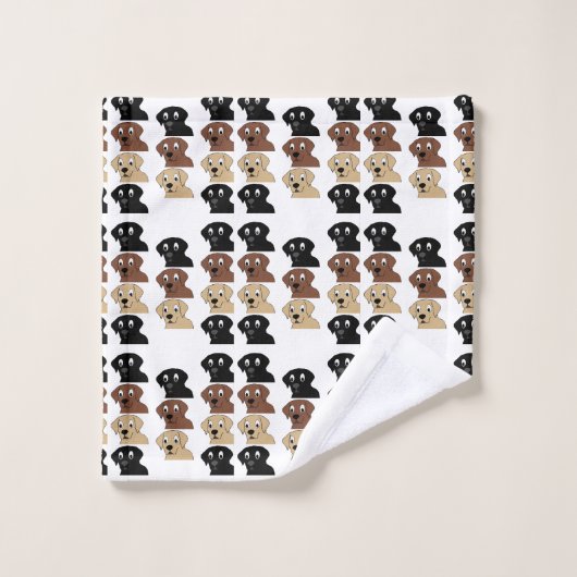 Labrador 3 Farben Cartoon Kopf Badhandtuch Set (Waschlappen)