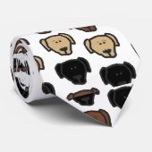 Labrador 3 Farben Cartoon Kopf Krawatte (Gerollt)