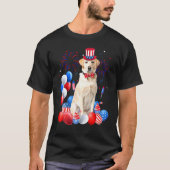 Labrador 4. Juli Balloons American Flag Hund T-Shirt (Vorderseite)