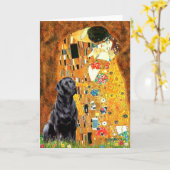 Labrador 4 (schwarz) - Der Kuss Karte (Gelbe Blume)