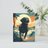 Labrador am Strand Postkarte (Stehend Vorderseite)