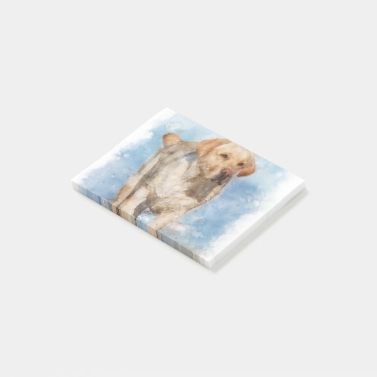 Labrador am Strand Wasserfarbe Post-it Klebezettel (angewinkelt)