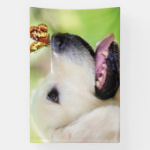 Labrador And Butterfly Throw Pillow Banner (Vertikal)