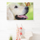 Labrador And Butterfly Throw Pillow Banner (InSitu)