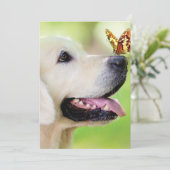 Labrador And Butterfly Throw Pillow Dankeskarte (Stehend Vorderseite)
