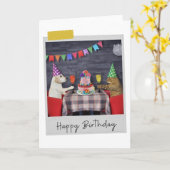 Labrador and Cat Funny Birthday Card Karte (Gelbe Blume)