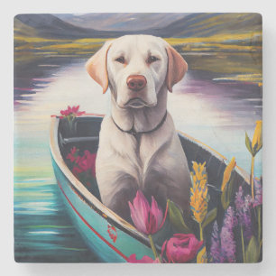 Labrador auf einem Paddel: Ein landschaftliches Ab Steinuntersetzer