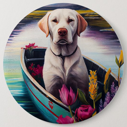 Labrador auf einem Paddle: Ein Landschaftliches Ab Button (Vorderseite)