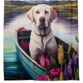 Labrador auf einem Paddle: Ein Landschaftliches Ab Duschvorhang (Vorderseite)