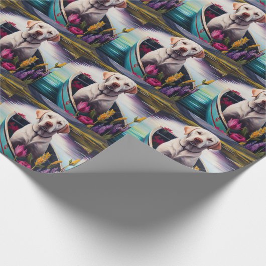 Labrador auf einem Paddle: Ein Landschaftliches Ab Geschenkpapier (Ecke)