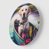 Labrador auf einem Paddle: Ein Landschaftliches Ab Große Wanduhr (Winkel)