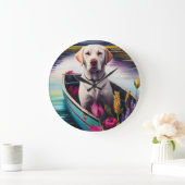 Labrador auf einem Paddle: Ein Landschaftliches Ab Große Wanduhr (Zuhause)