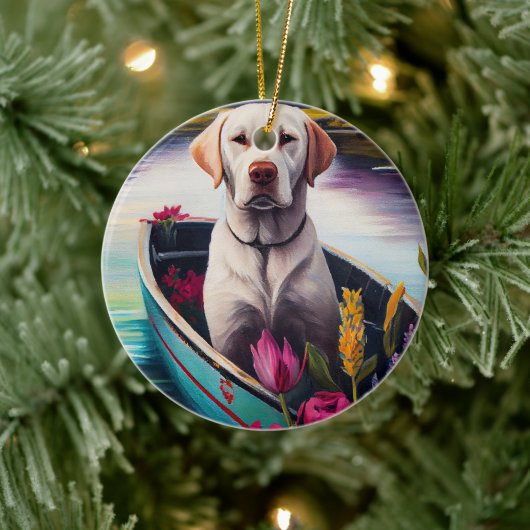 Labrador auf einem Paddle: Ein Landschaftliches Ab Keramik Ornament (Baum)