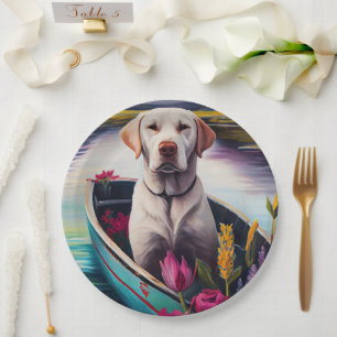 Labrador auf einem Paddle: Ein Landschaftliches Ab Pappteller