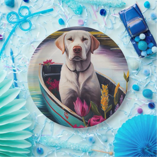 Labrador auf einem Paddle: Ein Landschaftliches Ab Pappteller (Party)