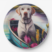 Labrador auf einem Paddle: Ein Landschaftliches Ab Pappteller (Vorderseite)