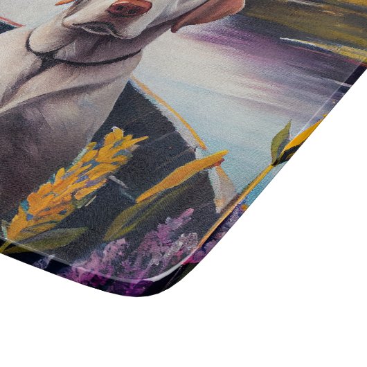 Labrador auf einem Paddle: Ein Landschaftliches Ab Schneidebrett (Ecke)