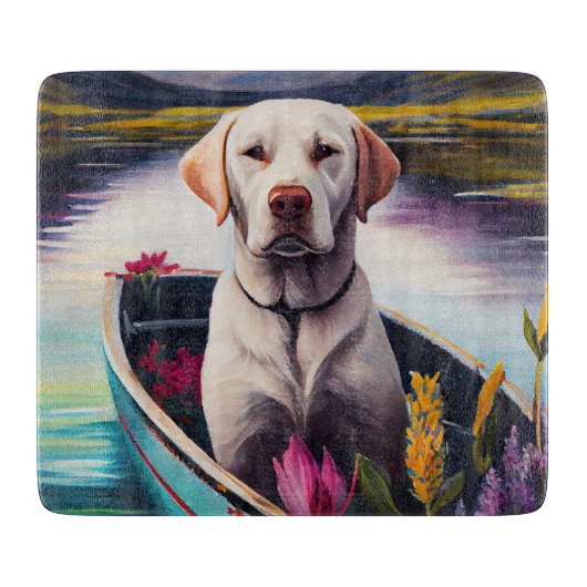 Labrador auf einem Paddle: Ein Landschaftliches Ab Schneidebrett (Vorderseite)