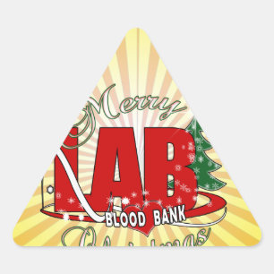 LABRADOR BB BLOOD BANK MERRY CHRISTMAS LABOR DREIECKIGER AUFKLEBER