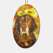 Labrador bei Blume Keramik Ornament (Links)