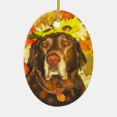 Labrador bei Blume Keramik Ornament (Vorne)