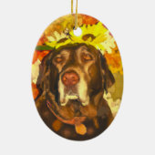 Labrador bei Blume Keramik Ornament (Hinten)
