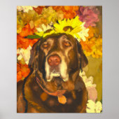 Labrador bei Blume Poster (Vorne)