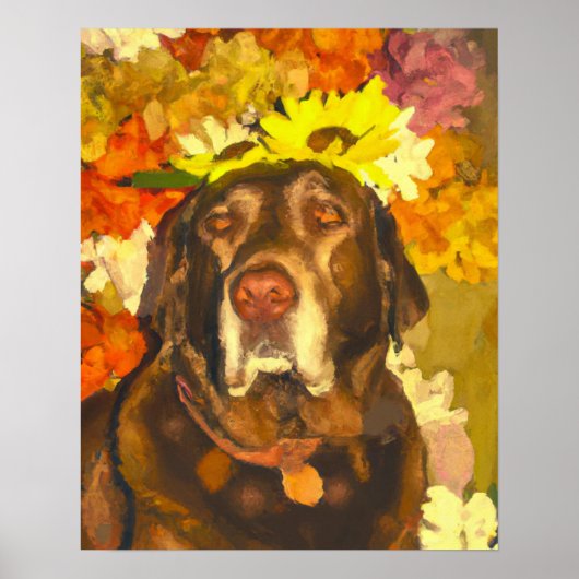 Labrador bei Blume Poster (Vorne)
