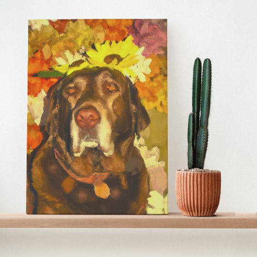 Labrador bei Blume Poster