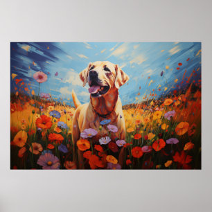 Labrador bei Blume Poster