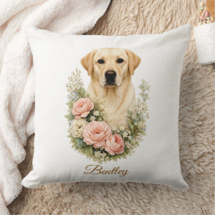 Labrador-Blumenporträt Kissen