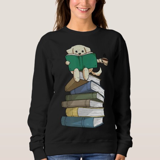 Labrador Books Coffee Gelbe Labrador Dog Reading Sweatshirt (Vorderseite)