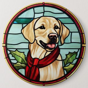 Labrador Buntglas Weihnachten Button