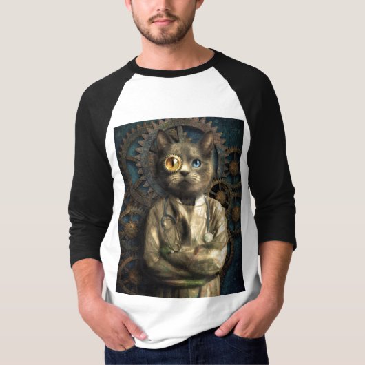 Labrador Cat Steampunk T - Shirt (Vorderseite)