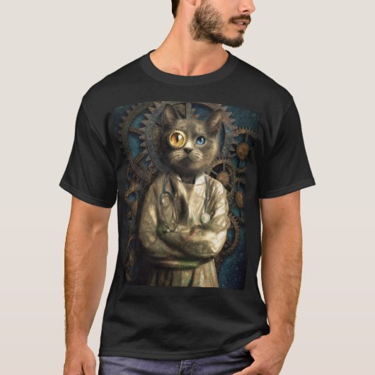 Labrador Cat Steampunk T - Shirt (Vorderseite)