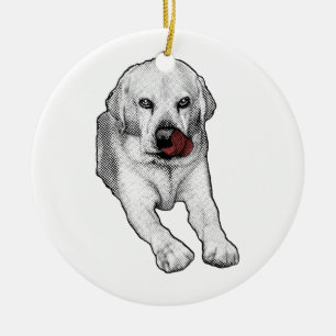 Labrador Charme mit rotem Schimmer Keramik Ornament