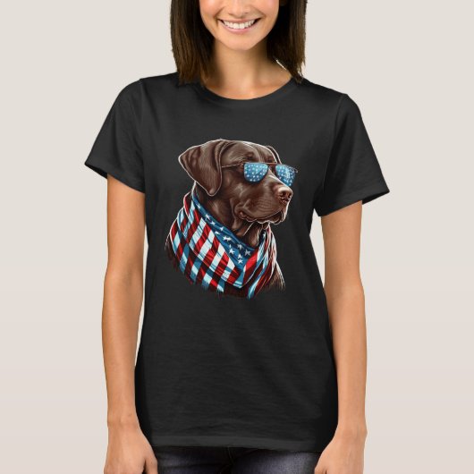 Labrador Chocolate Patriotic USA Proud T-Shirt (Vorderseite)