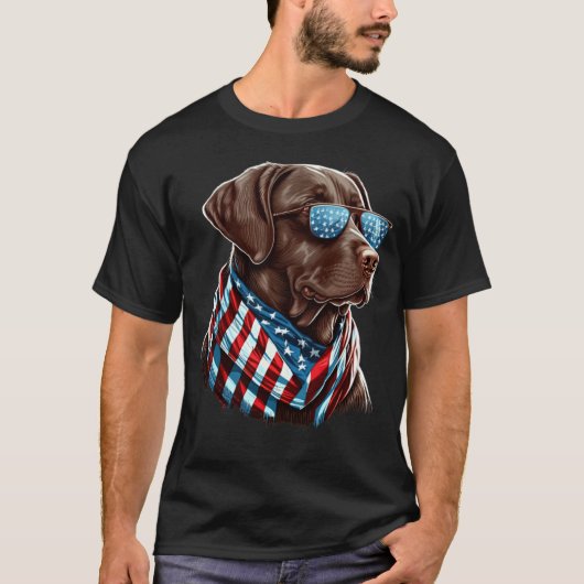 Labrador Chocolate Patriotic USA Proud T-Shirt (Vorderseite)