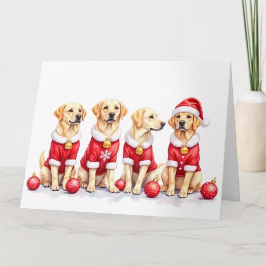 Labrador Christmas Dress Santa Hat Karte (Vorderseite)