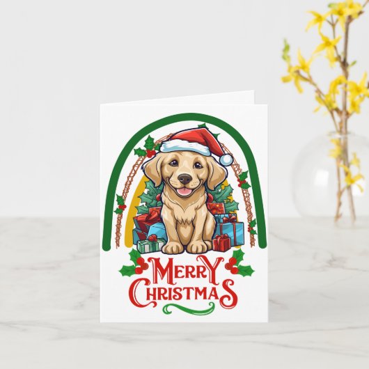 Labrador Christmas Karte (Gelbe Blume)