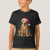 Labrador Christmas Lights Weihnachtsmannmütze Hund T-Shirt (Vorderseite)
