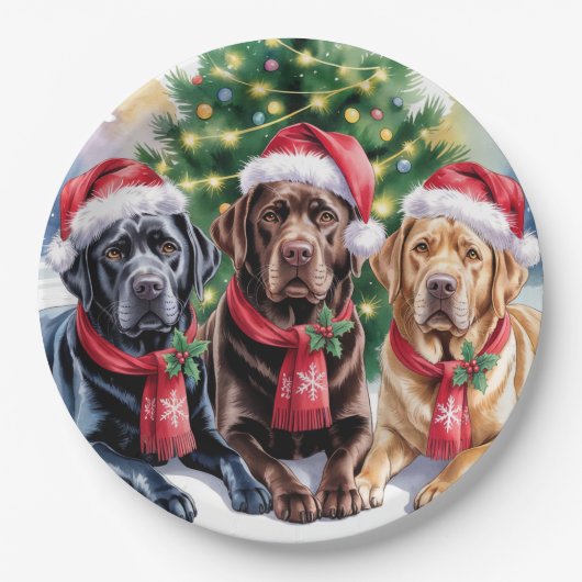 Labrador Christmas Paper Plate Pappteller (Vorderseite)